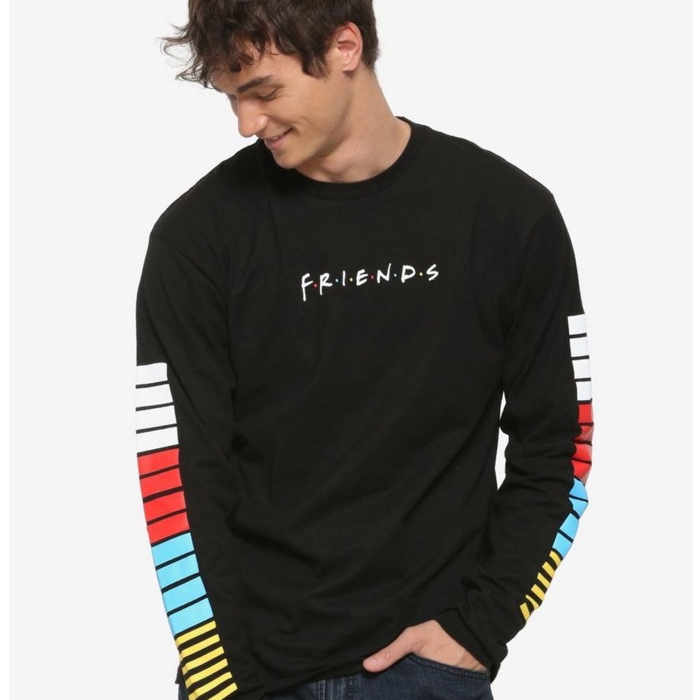 Friends Women Mens Women Black Long Sleeves Round Neck Top Shirt Blouse New